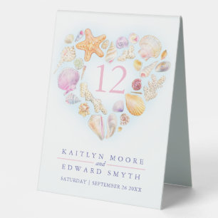 Starfish shells heart watercolor wedding pink