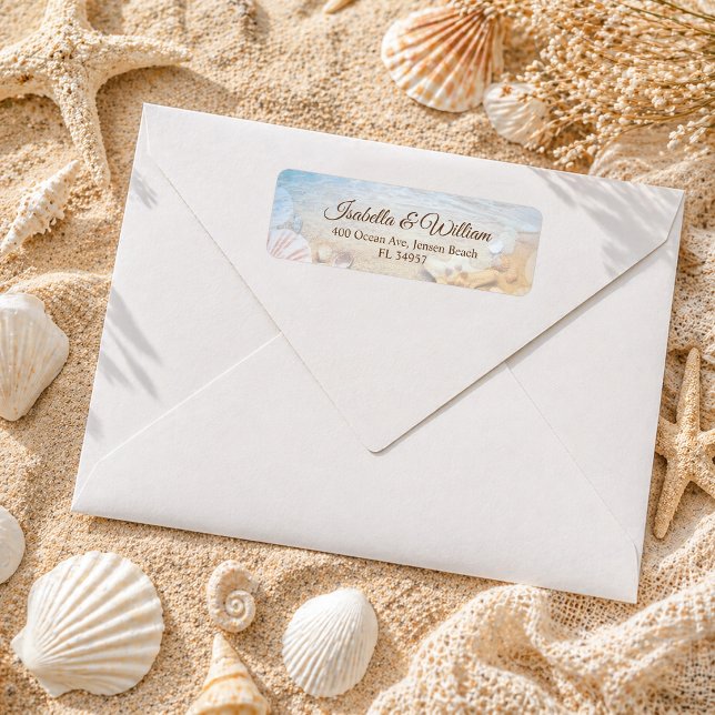 Starfish Shells Ocean Beach Wedding Address Return Address Label (Creator Uploaded)