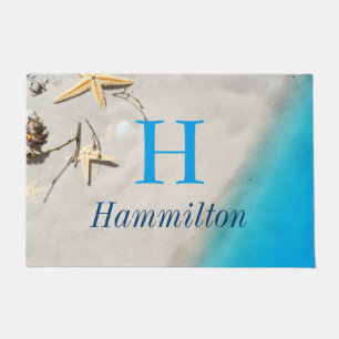 Starfish & Shells Sandy Shore Beach - Personalised Doormat