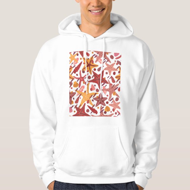 Starfish Shells: Scandinavian Sea Pattern Hoodie (Front)