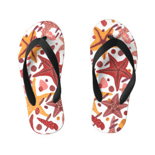 Starfish Shells: Scandinavian Sea Pattern Kid's Thongs