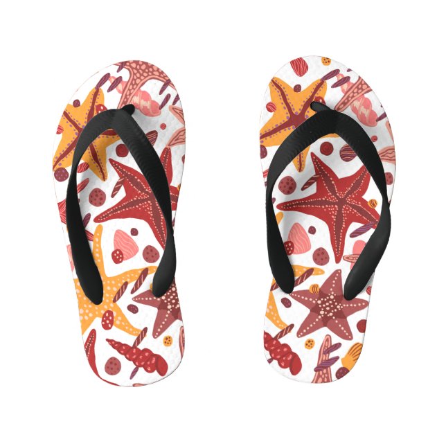 Starfish Shells: Scandinavian Sea Pattern Kid's Thongs (Footbed)