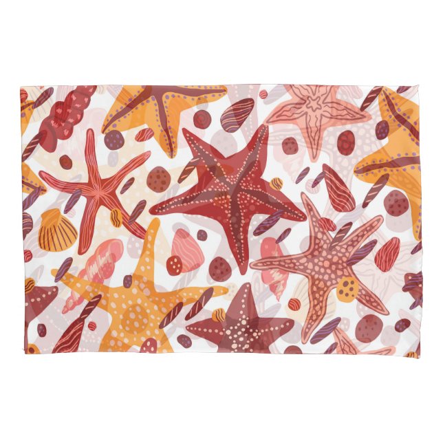 Starfish Shells: Scandinavian Sea Pattern Pillowcase (Front)