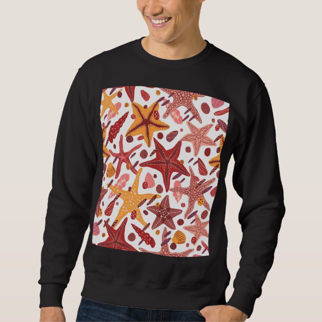 Starfish Shells: Scandinavian Sea Pattern Sweatshirt (Front)