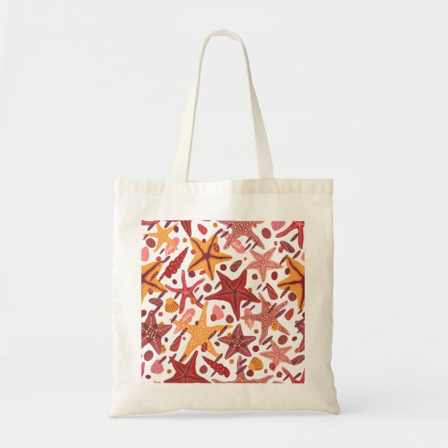 Starfish Shells: Scandinavian Sea Pattern Tote Bag (Front)