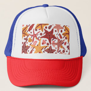 Starfish Shells: Scandinavian Sea Pattern Trucker Hat