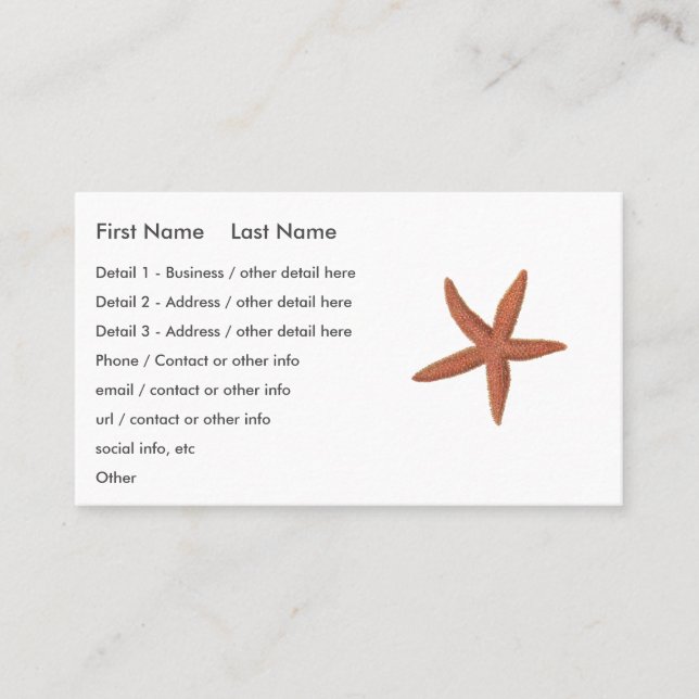 Starfish - Sherman Denton Fish Lithograph Business Card (Front)