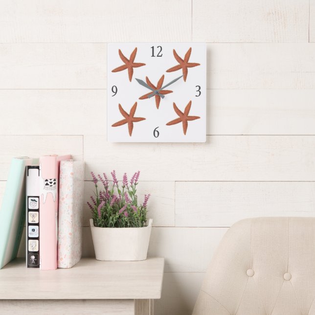 Starfish - Sherman Denton Fish Lithograph Square Wall Clock (Reading Room)