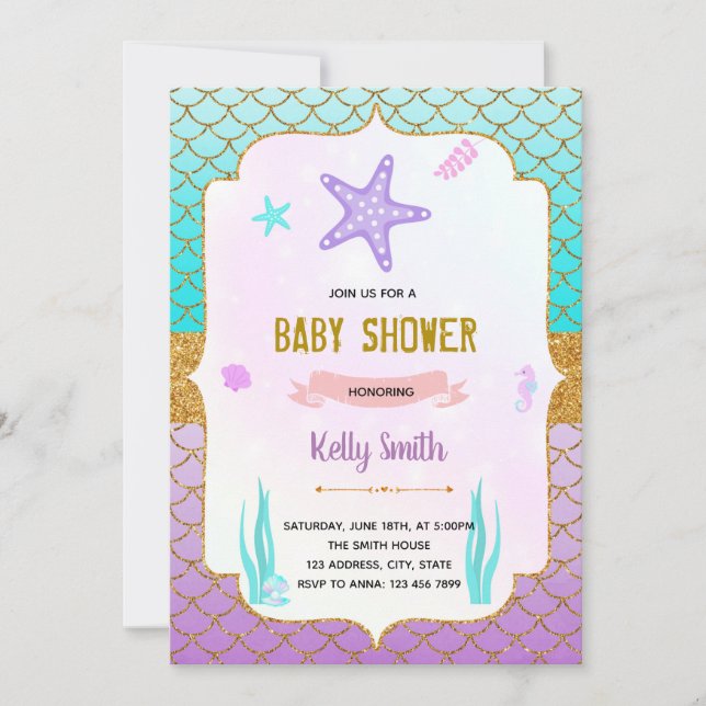 Starfish shower theme invitation (Front)