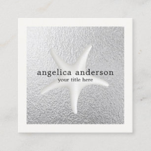 Starfish Silver Foil Square Business Card