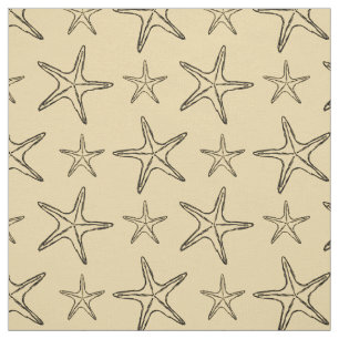 Starfish Sketch Drawing Pattern Fabric