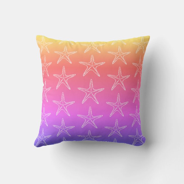 Starfish Sketch Pattern On Pastel Colours Cushion (Back)