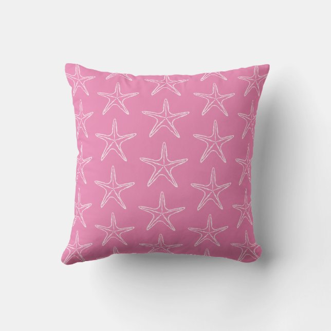 Starfish Sketch Pattern On Pink Cushion (Back)
