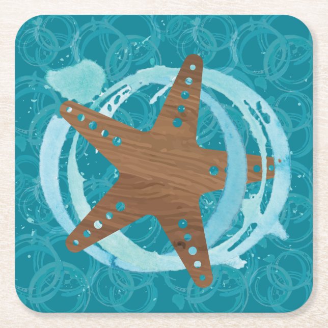 Starfish Splash Paper Coaster (Front)