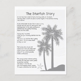 Starfish Story, Starfish Thrower, Starfish Poem Postcard