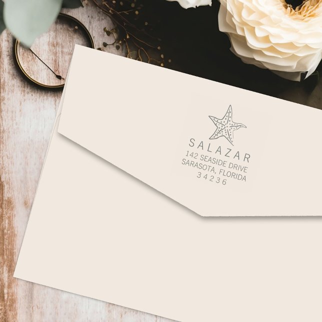 Starfish Style Beach House Return Address Self-inking Stamp (Creator Uploaded)