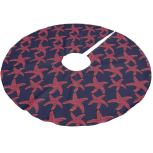 Starfish Style Pattern Brushed Polyester Tree Skirt
