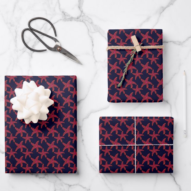 Starfish Style Pattern Wrapping Paper Sheet (Front)