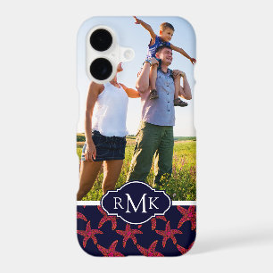 Starfish Style Pattern Your Photo & Monogram