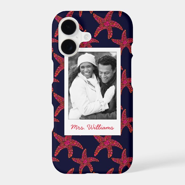 Starfish Style Pattern | Your Photo & Name (Back)