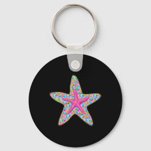 Starfish Summer Vibes Tropical Beach Coastal Vacat Key Ring
