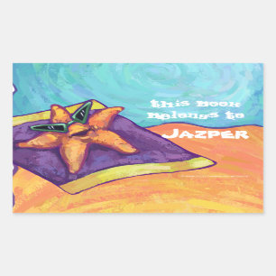Starfish Sunbathing Bookplate Stickers
