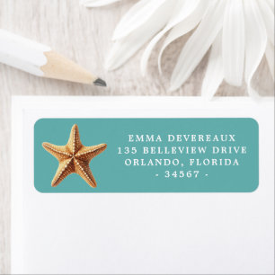 Starfish Teal Blue Return Address Label