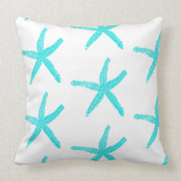 Starfish Teal Blue White Cute Patterns Cotton