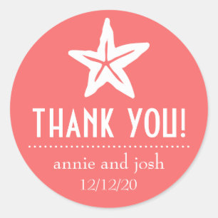 Starfish Thank You Labels (Coral)