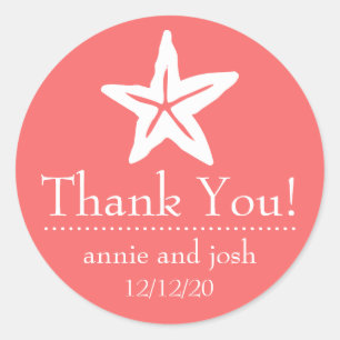 Starfish Thank You Labels (Coral)