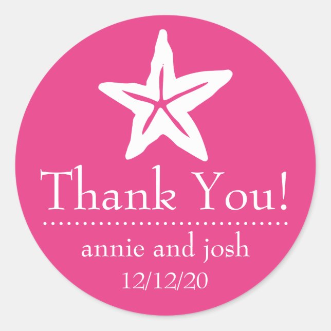 Starfish Thank You Labels (Dark Pink) (Front)