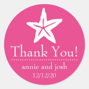Starfish Thank You Labels (Dark Pink)