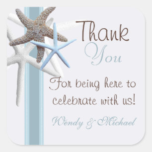 Starfish Thank You Personalised Wedding Sticker