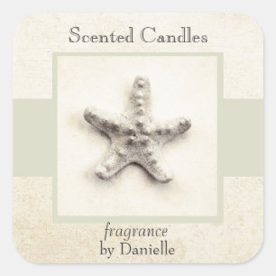 Starfish tranquil sea home made candle label
