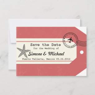Starfish travel theme Luggage Tag Save the Date