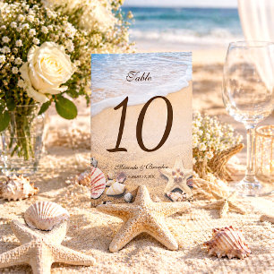 Starfish Tropical Beach Wedding Table Number