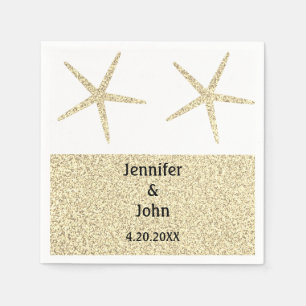 Starfish Tropical Gold Glitter White Wedding Cute Napkin
