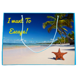 Starfish Tropical Sandy Beach Palm Tree Island Large Gift Bag