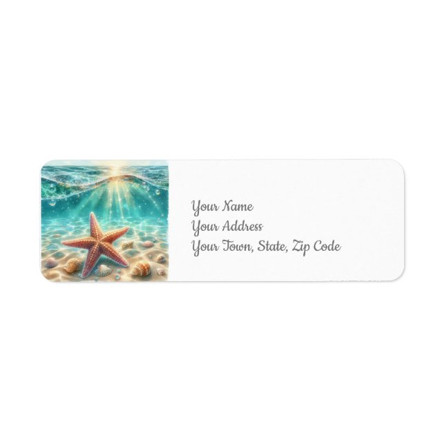 Starfish Under the Sea Coastal Beach Return Address Label (Front)