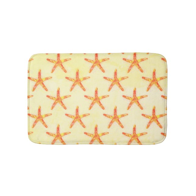 Starfish Watercolor Art Pattern Bath Mat (Front)