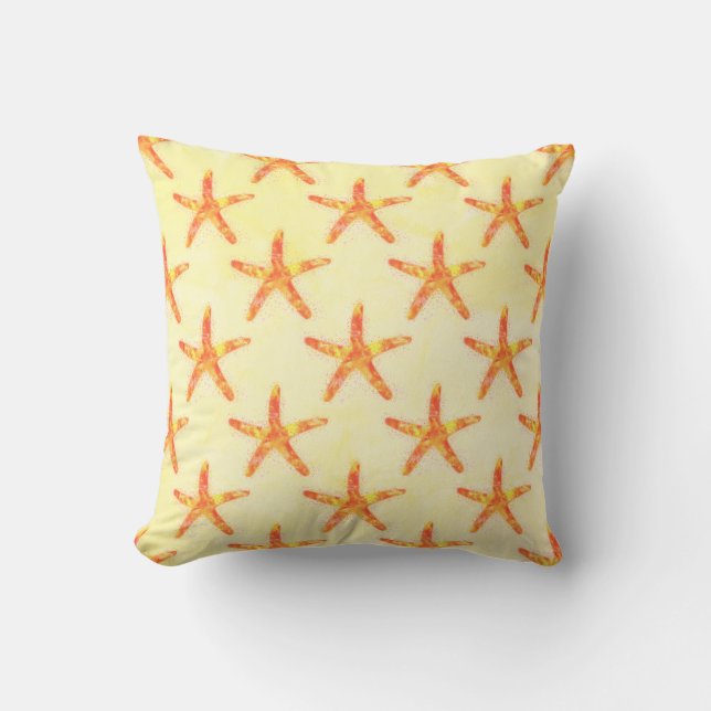 Starfish Watercolor Art Pattern Cushion (Front)