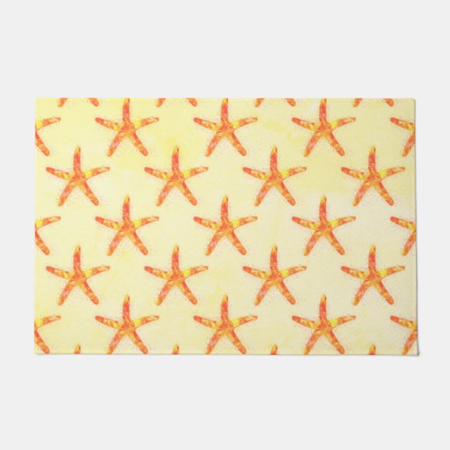 Starfish Watercolor Art Pattern Doormat (Front)