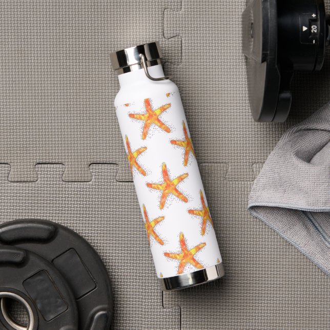 Starfish Watercolor Art Pattern Water Bottle (Gym)