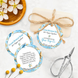 🌊 Starfish Watercolor Beach-Themed Soap Hang Tags