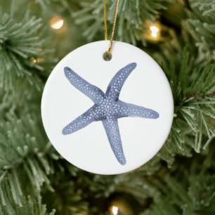 Starfish watercolor blue ornament