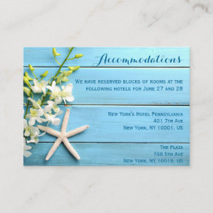 Starfish Wedding Accommodation Cards With Orchids