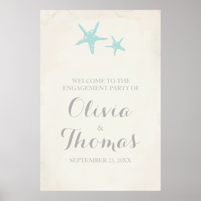 Starfish Wedding Engagement Party Poster (Front)
