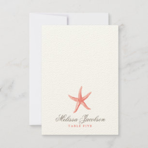 Starfish Wedding Escort/Place Card - CORAL