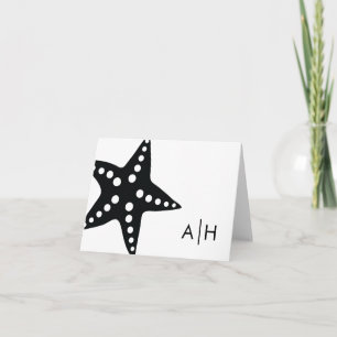 Starfish Wedding Folded Thank You Cards, Black