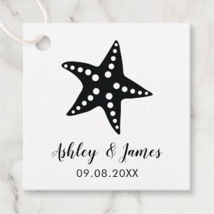 Starfish Wedding Gift Tag, Beach Favour, Black Favour Tags